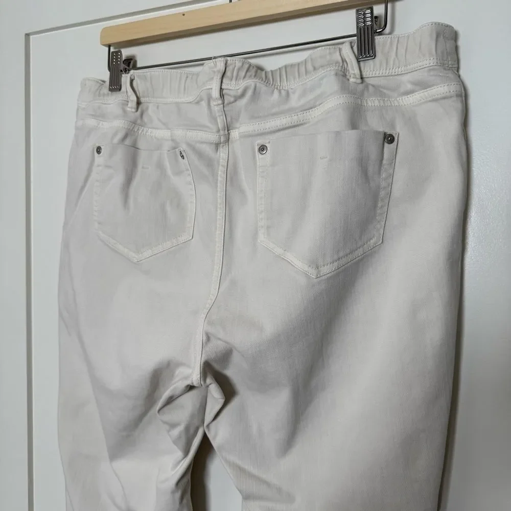 J Jill Denim Authentic Fit Slim Ankle Pants Womens Plus Sz 16 Beige Stretch